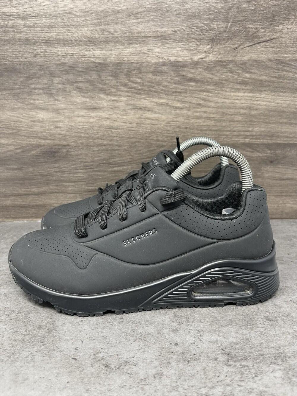 Skechers Uno Work Shoes Womens Size 7.5 Black Slip Resistant Sneakers